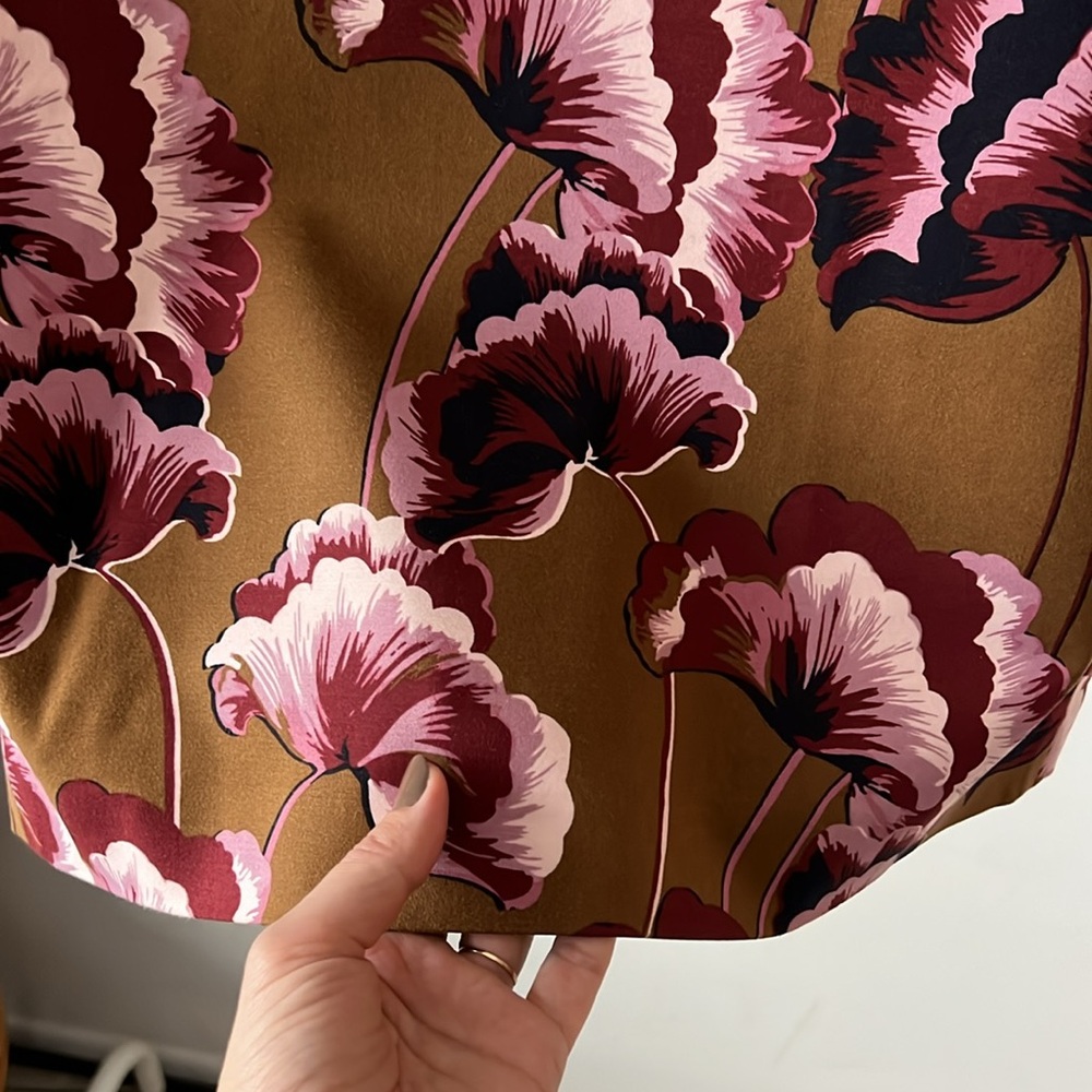 ANN TAYLOR knee length floral pencil skirt pink brown 6 - Picture 3 of 8